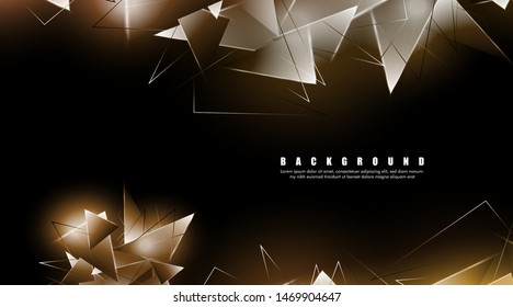 abstract background with glowing triangles that overlap. isolated black background. vector illustration of eps 10