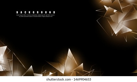 abstract background with glowing triangles that overlap. isolated black background. vector illustration of eps 10