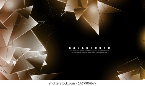 abstract background with glowing triangles that overlap. isolated black background. vector illustration of eps 10