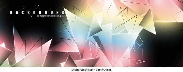 abstract background with glowing  triangles that overlap. isolated black background. vector illustration of eps 10