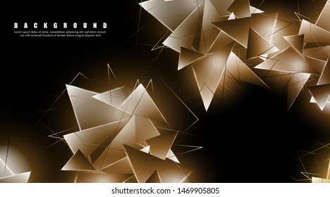 abstract background with glowing triangles that overlap. isolated black background. vector illustration of eps 10