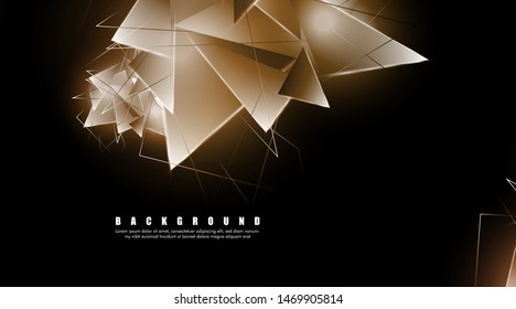 abstract background with glowing triangles that overlap. isolated black background. vector illustration of eps 10