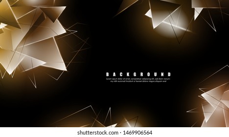 abstract background with glowing triangles that overlap. isolated black background. vector illustration of eps 10