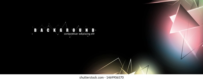 abstract background with glowing  triangles that overlap. isolated black background. vector illustration of eps 10