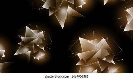 abstract background with glowing triangles that overlap. isolated black background. vector illustration of eps 10