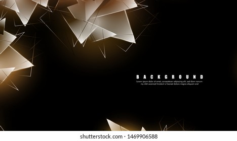 abstract background with glowing triangles that overlap. isolated black background. vector illustration of eps 10