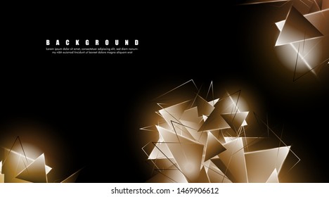 abstract background with glowing triangles that overlap. isolated black background. vector illustration of eps 10