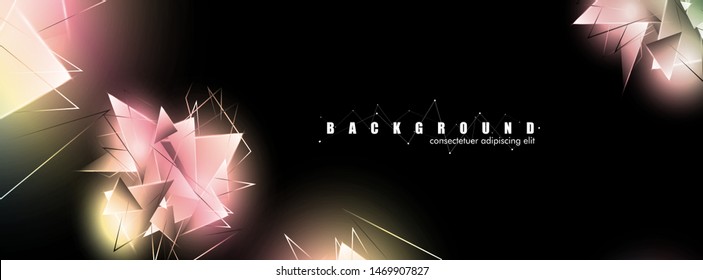 abstract background with glowing  triangles that overlap. isolated black background. vector illustration of eps 10