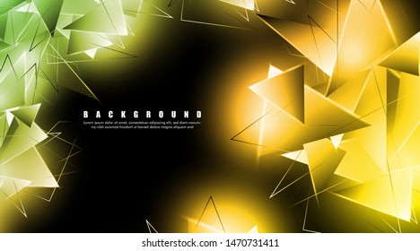 abstract background with glowing triangles that overlap. isolated black background. vector illustration of eps 10