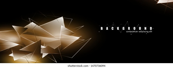 abstract background with glowing triangles that overlap. isolated black background. vector illustration of eps 10