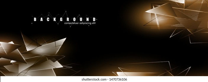 abstract background with glowing triangles that overlap. isolated black background. vector illustration of eps 10