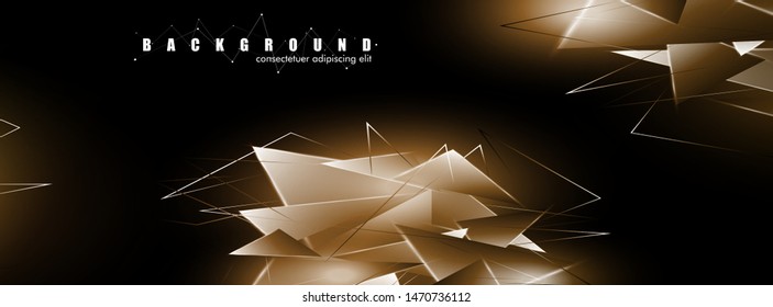 abstract background with glowing triangles that overlap. isolated black background. vector illustration of eps 10