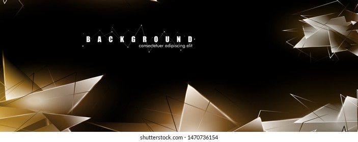 abstract background with glowing triangles that overlap. isolated black background. vector illustration of eps 10