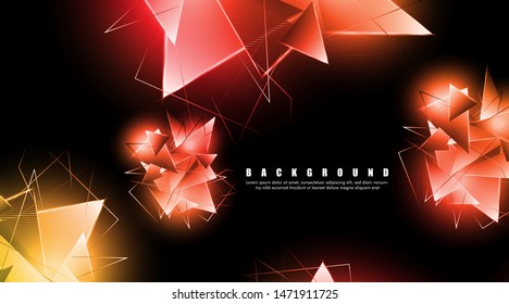 abstract background with glowing triangles that overlap. isolated black background. vector illustration of eps 10
