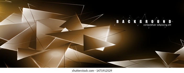 abstract background with glowing triangles that overlap. isolated black background. vector illustration of eps 10