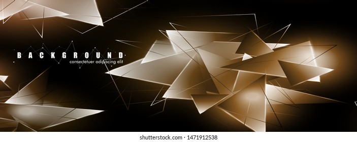 abstract background with glowing triangles that overlap. isolated black background. vector illustration of eps 10
