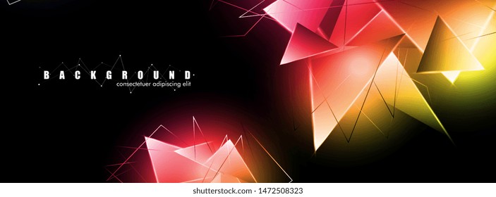 abstract background with glowing  triangles that overlap. isolated black background. vector illustration of eps 10