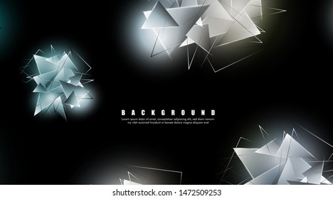 abstract background with glowing triangles that overlap. isolated black background. vector illustration of eps 10