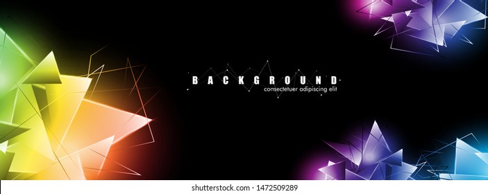 abstract background with glowing  triangles that overlap. isolated black background. vector illustration of eps 10