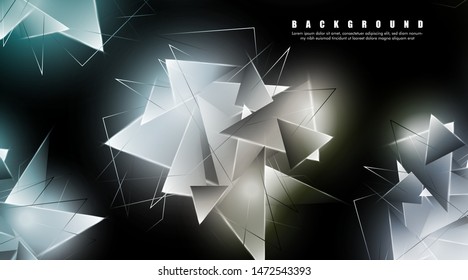 abstract background with glowing triangles that overlap. isolated black background. vector illustration of eps 10
