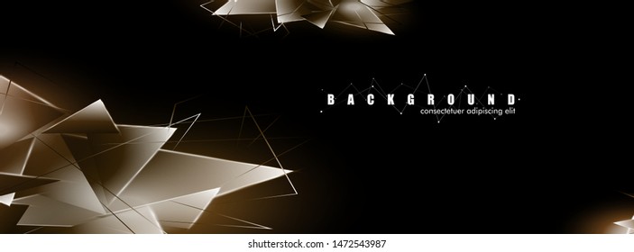 abstract background with glowing triangles that overlap. isolated black background. vector illustration of eps 10