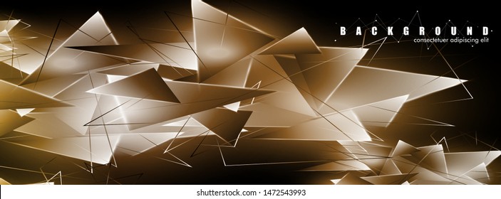 abstract background with glowing triangles that overlap. isolated black background. vector illustration of eps 10