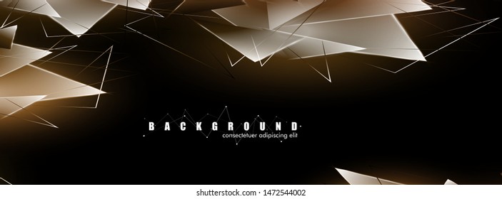 abstract background with glowing triangles that overlap. isolated black background. vector illustration of eps 10