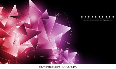 abstract background with glowing triangles that overlap. isolated black background. vector illustration of eps 10