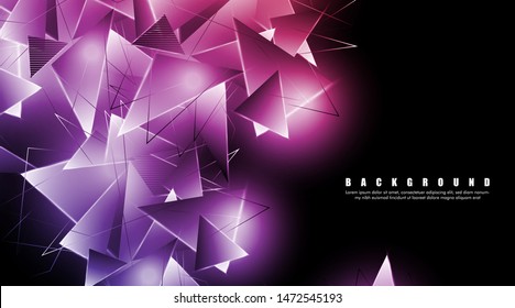 abstract background with glowing triangles that overlap. isolated black background. vector illustration of eps 10