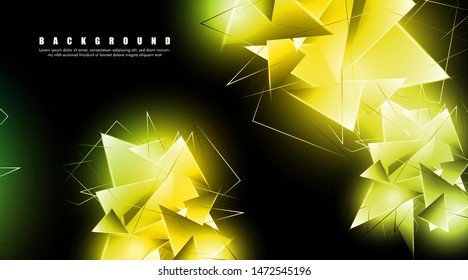 abstract background with glowing triangles that overlap. isolated black background. vector illustration of eps 10