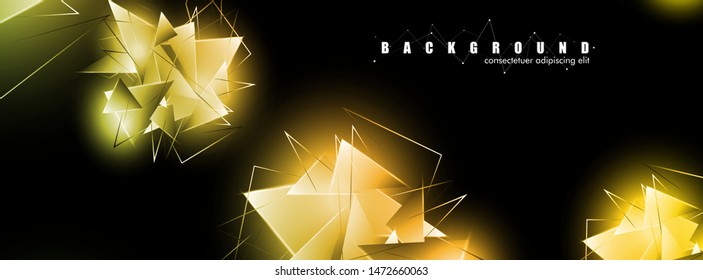 abstract background with glowing triangles that overlap. isolated black background. vector illustration of eps 10
