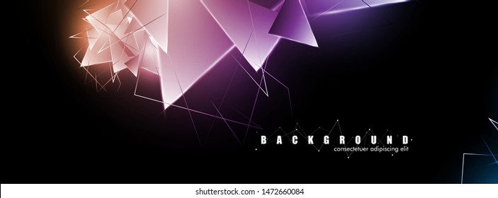 abstract background with glowing triangles that overlap. isolated black background. vector illustration of eps 10