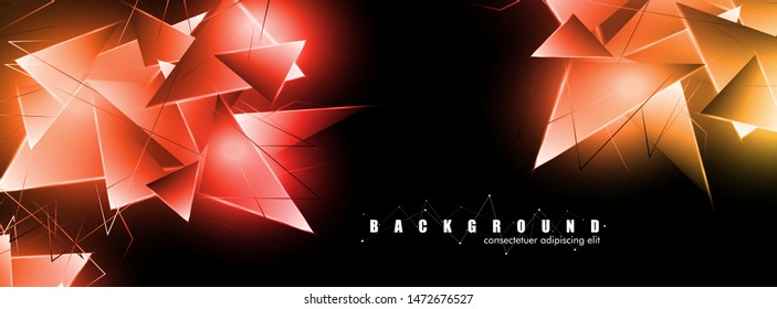 abstract background with glowing triangles that overlap. isolated black background. vector illustration of eps 10