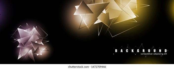 abstract background with glowing triangles that overlap. isolated black background. vector illustration of eps 10