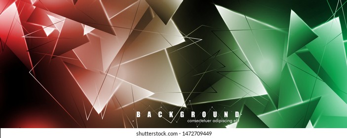 abstract background with glowing triangles that overlap. isolated black background. vector illustration of eps 10