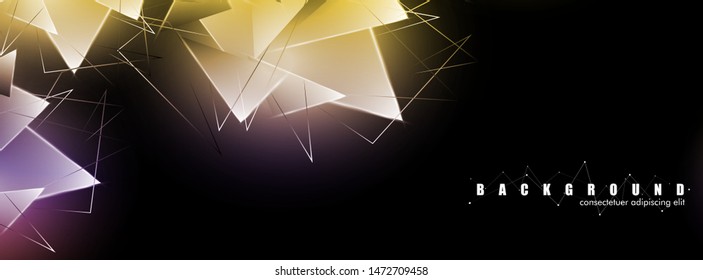 abstract background with glowing triangles that overlap. isolated black background. vector illustration of eps 10