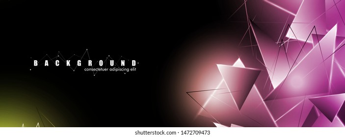 abstract background with glowing triangles that overlap. isolated black background. vector illustration of eps 10