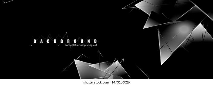 abstract background with glowing triangles that overlap. isolated black background. vector illustration of eps 10