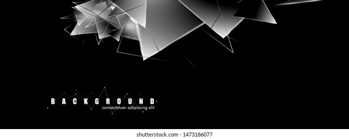 abstract background with glowing triangles that overlap. isolated black background. vector illustration of eps 10