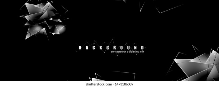 abstract background with glowing triangles that overlap. isolated black background. vector illustration of eps 10