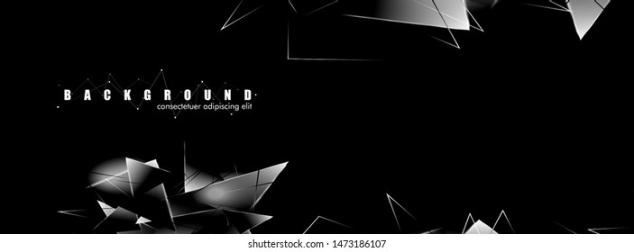 abstract background with glowing triangles that overlap. isolated black background. vector illustration of eps 10