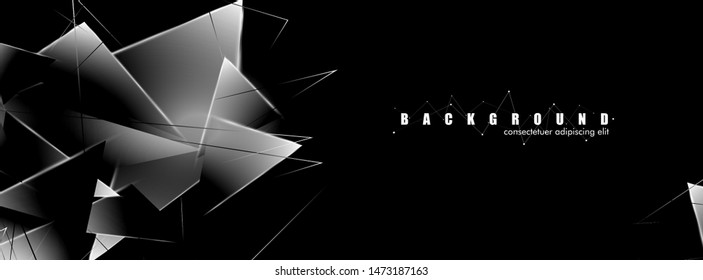 abstract background with glowing triangles that overlap. isolated black background. vector illustration of eps 10