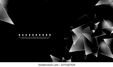 abstract background with glowing triangles that overlap. isolated black background. vector illustration of eps 10