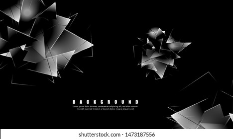 abstract background with glowing triangles that overlap. isolated black background. vector illustration of eps 10