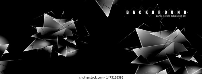 abstract background with glowing triangles that overlap. isolated black background. vector illustration of eps 10