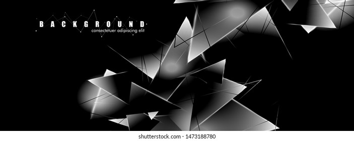 abstract background with glowing triangles that overlap. isolated black background. vector illustration of eps 10