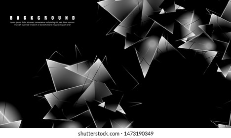 abstract background with glowing triangles that overlap. isolated black background. vector illustration of eps 10