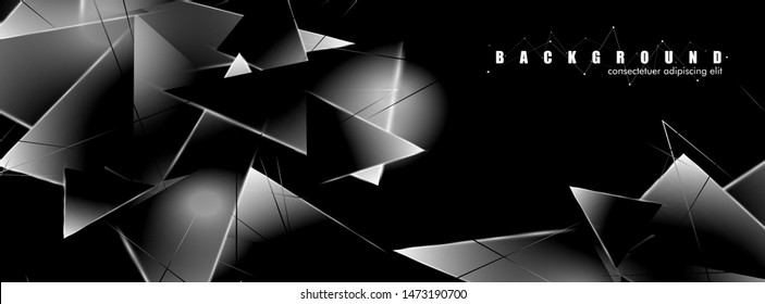 abstract background with glowing triangles that overlap. isolated black background. vector illustration of eps 10