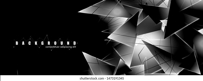 abstract background with glowing triangles that overlap. isolated black background. vector illustration of eps 10