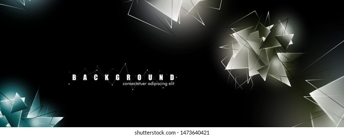 abstract background with glowing triangles that overlap. isolated black background. vector illustration of eps 10
